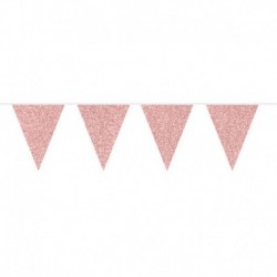Festone Bandierine Rosa Gold Glitter 6 mt