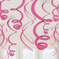 12 Decorazioni Swirl Fucsia 55 cm
