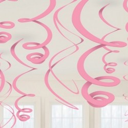 12 Decorazioni Swirl Rosa 55 cm