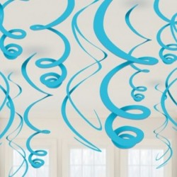 12 Decorazioni Swirl Azzurre 55 cm