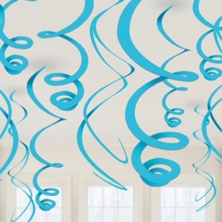 12 Decorazioni Swirl Azzurre 55 cm