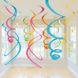 12 Decorazioni Swirl Multicolori 55 cm