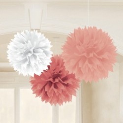 3 Fluffy Carta Bianco Rosa 40 cm