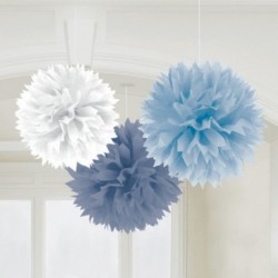 4 Fluffy Carta Bianco Azzurri 40 cm