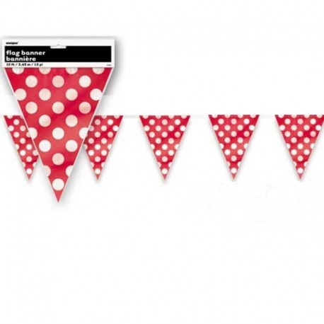 Festone Bandierine Pois Rosse 360 cm