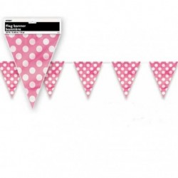 Festone Bandierine Pois Rosa 360 cm