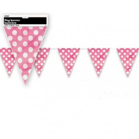 Festone Bandierine Pois Rosa 360 cm