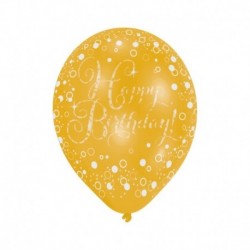 6 Palloncini Happy Birthday 28 cm