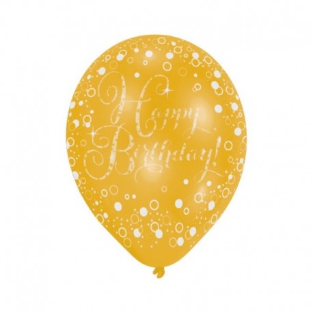 6 Palloncini Happy Birthday 28 cm