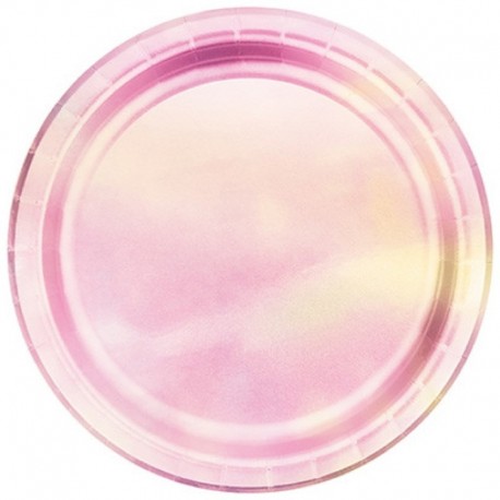 8 Piatti Tondi Carta Iridescentii 23 cm
