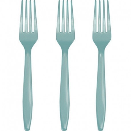 24 Forchette Plastica Verde Menta 18 cm