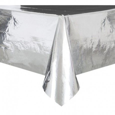 Tovaglia Plastica Argento Metallizzato 137x274 cm 