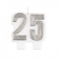 Candela Numero 25 Argento 5,5 cm