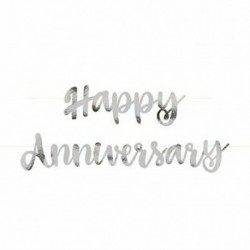 Festone Happy Anniversary Argento 180 cm
