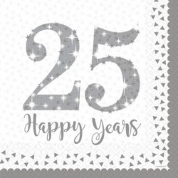 16 Tovaglioli Carta 25° Anniversary 33x33 cm