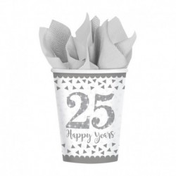 8 Bicchieri Carta 25°Anniversario 266 ml