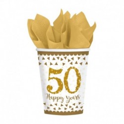 8 Bicchieri Carta 50°Anniversario 266 ml