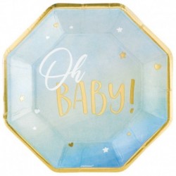 8 Piatti Tondi Carta Oh Baby Boy 27 cm