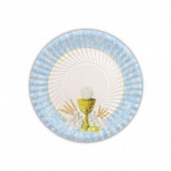 10 Piatti Carta Comunione Azzurri 18 cm