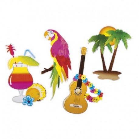 4 Decorazioni Carta Tropicali 50 cm