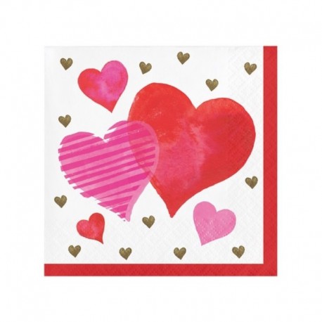 16 Tovaglioli Carta Hearts 25x25 cm