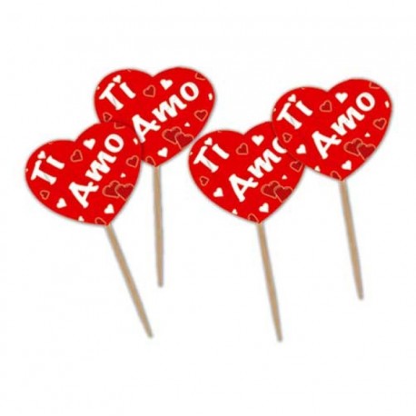 50 Picks Cuore Ti Amo 7 cm