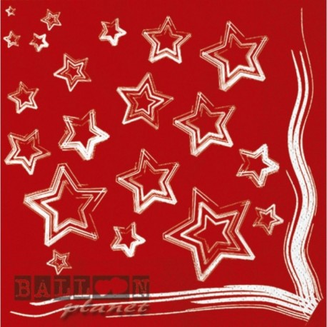 20 Tovaglioli Stelle Rosse 33x33 cm