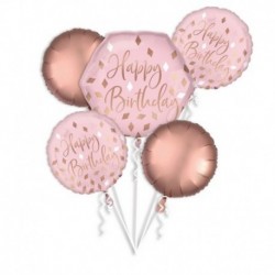 5 Palloni Bouquet Rose Gold Birthday