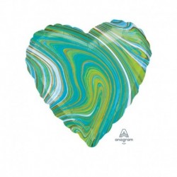 Pallone Cuore Marblez Blu-Verde 45 cm