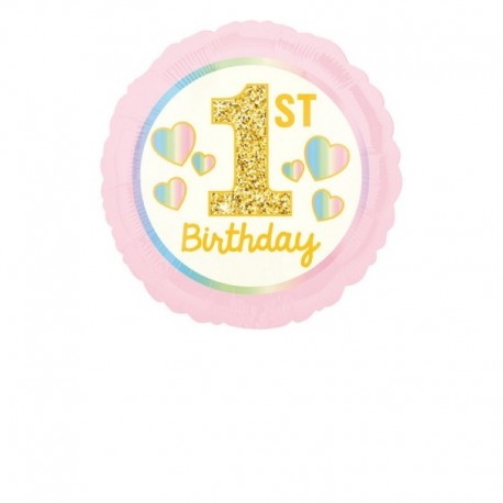 Pallone 1st Birthday Pink & Gold 45 cm