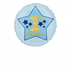 Pallone 1st Birthday Blue & Gold 45 cm