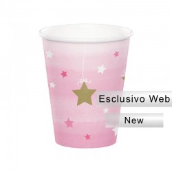 8 Bicchieri Carta Rosa 1° Compleanno Brilla la Stellina 266 ml