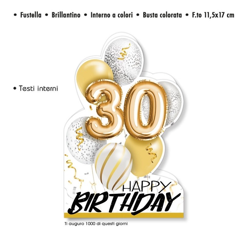 Biglietto Auguri Compleanno 30 Anni - Balloon Planet