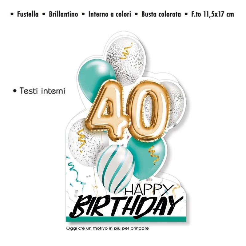 Biglietto Auguri Compleanno 40 Anni - Balloon Planet