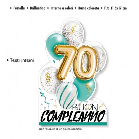 Biglietto Auguri Compleanno 70 Anni - Balloon Planet