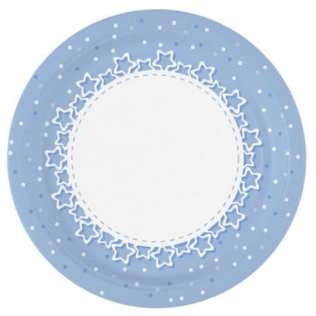8 Piatti Baby Stelle Azzurro 23 cm
