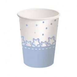 8 Bicchiere Carta Baby Stelle Azzurro 250 ml