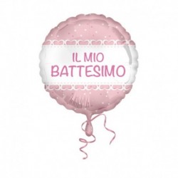 Pallone Battesimo Cuori Rosa 45 cm