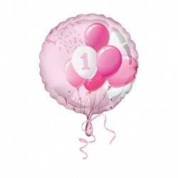 Pallone 1° Compleanno Rosa 45 cm