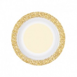 8 Piatti Tondi Carta Glitter Oro 18 cm