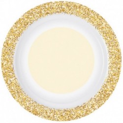 8 Piatti Tondi Carta Glitter Oro 26 cm