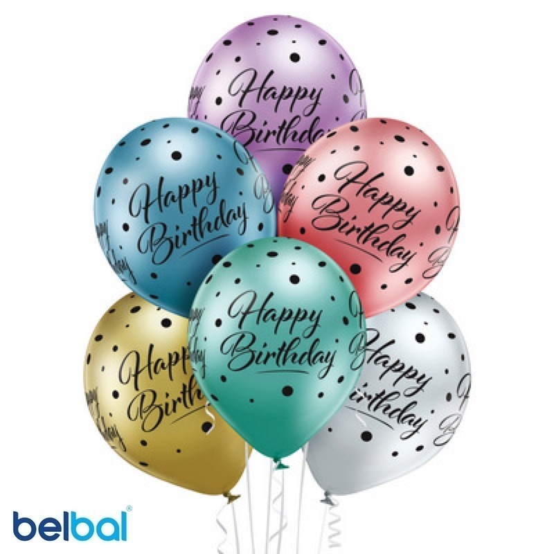 Palloncini Happy Birthday Chrome 30 cm - Balloon Planet