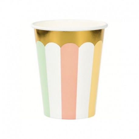 8 Bicchieri Carta Pastel Celebration 266 ml