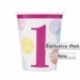 8 Bicchieri Carta Pois Rosa 266 ml