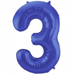 Pallone Numero 3 Blu Satinato 90 cm