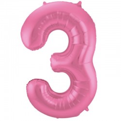 Pallone Numero 3 Rosa Satin 90 cm