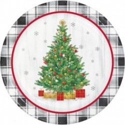 8 Piatti Tondi Carta Holiday Tree 23 cm
