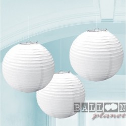 3 Lanterne Carta Palla Bianca 25 cm