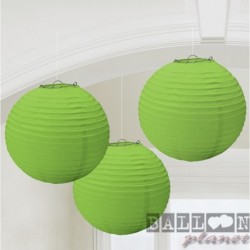 3 Lanterne Carta Palla Verde 25 cm