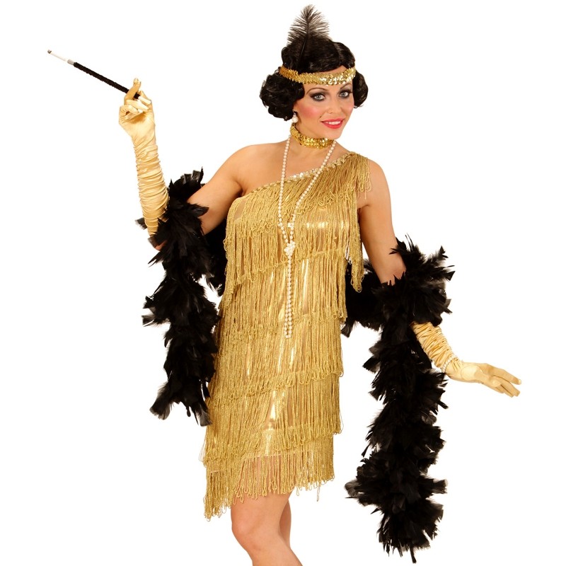 Costume donna anni 20 30 chicago flapper viola e nero con frange